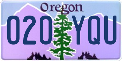 OR license plate 020YQU