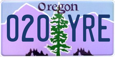 OR license plate 020YRE