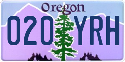 OR license plate 020YRH