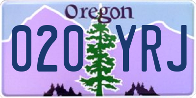 OR license plate 020YRJ