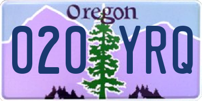 OR license plate 020YRQ