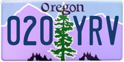 OR license plate 020YRV