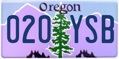 OR license plate 020YSB