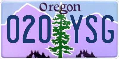 OR license plate 020YSG