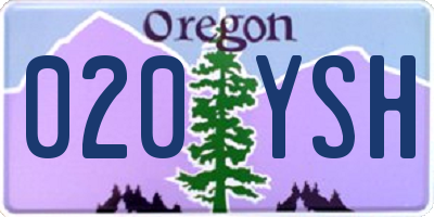 OR license plate 020YSH