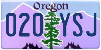 OR license plate 020YSJ