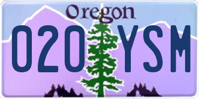 OR license plate 020YSM