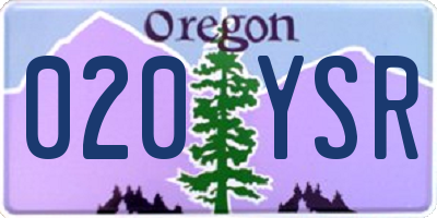 OR license plate 020YSR