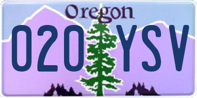 OR license plate 020YSV