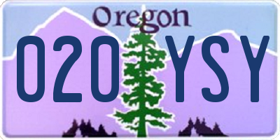 OR license plate 020YSY