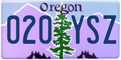 OR license plate 020YSZ