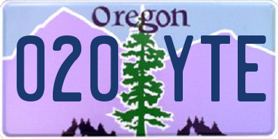 OR license plate 020YTE