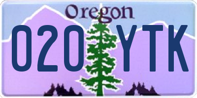 OR license plate 020YTK