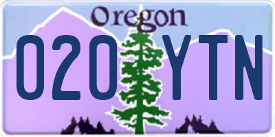 OR license plate 020YTN