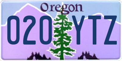 OR license plate 020YTZ