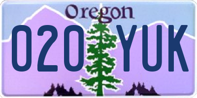 OR license plate 020YUK