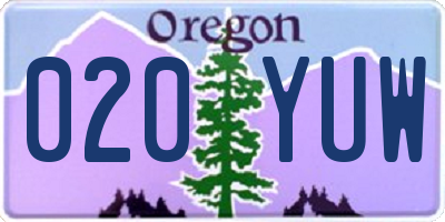 OR license plate 020YUW