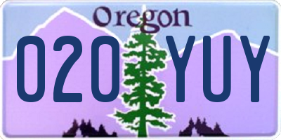 OR license plate 020YUY