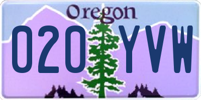 OR license plate 020YVW