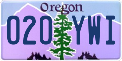 OR license plate 020YWI