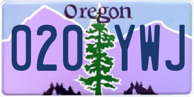 OR license plate 020YWJ