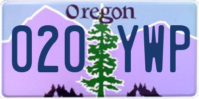 OR license plate 020YWP