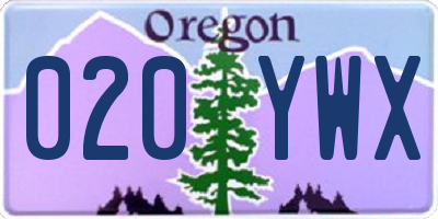 OR license plate 020YWX