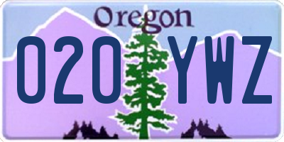 OR license plate 020YWZ
