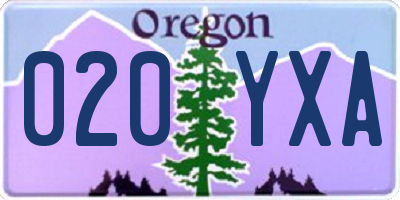 OR license plate 020YXA