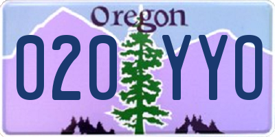 OR license plate 020YYO