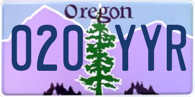 OR license plate 020YYR