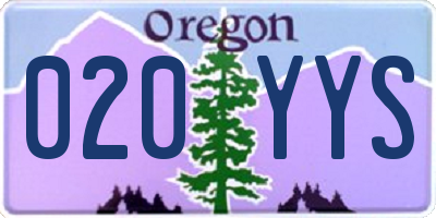OR license plate 020YYS