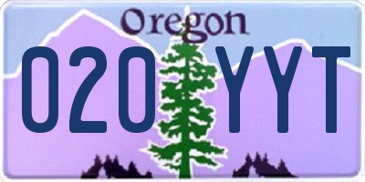 OR license plate 020YYT