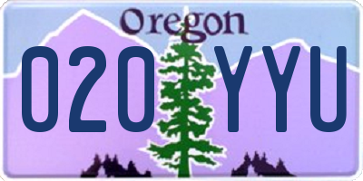 OR license plate 020YYU
