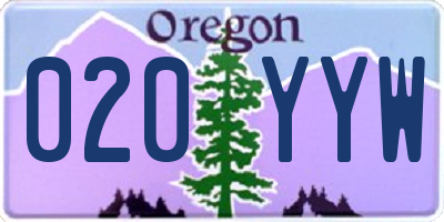 OR license plate 020YYW