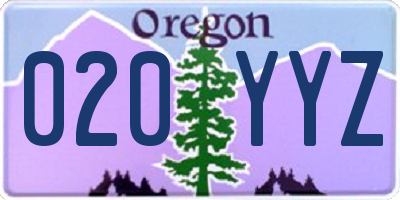 OR license plate 020YYZ