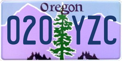 OR license plate 020YZC