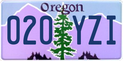 OR license plate 020YZI
