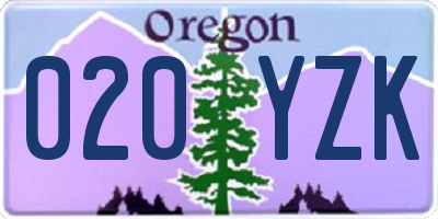 OR license plate 020YZK