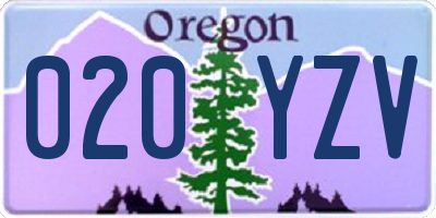 OR license plate 020YZV