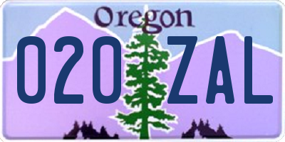OR license plate 020ZAL