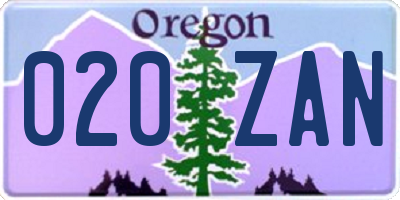 OR license plate 020ZAN