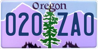 OR license plate 020ZAO