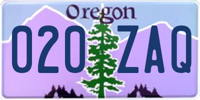 OR license plate 020ZAQ