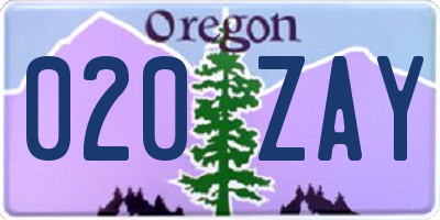 OR license plate 020ZAY