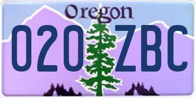 OR license plate 020ZBC