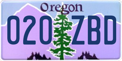 OR license plate 020ZBD