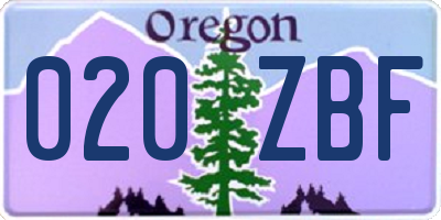 OR license plate 020ZBF