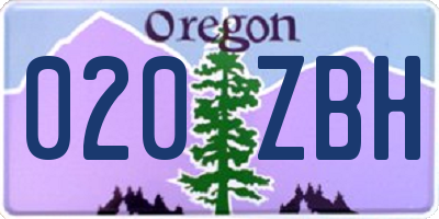 OR license plate 020ZBH