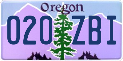 OR license plate 020ZBI